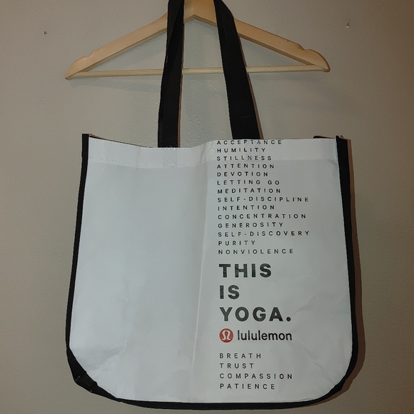 lululemon athletica Handbags - Lululemon Recycled Reusable Tote White Black yoga